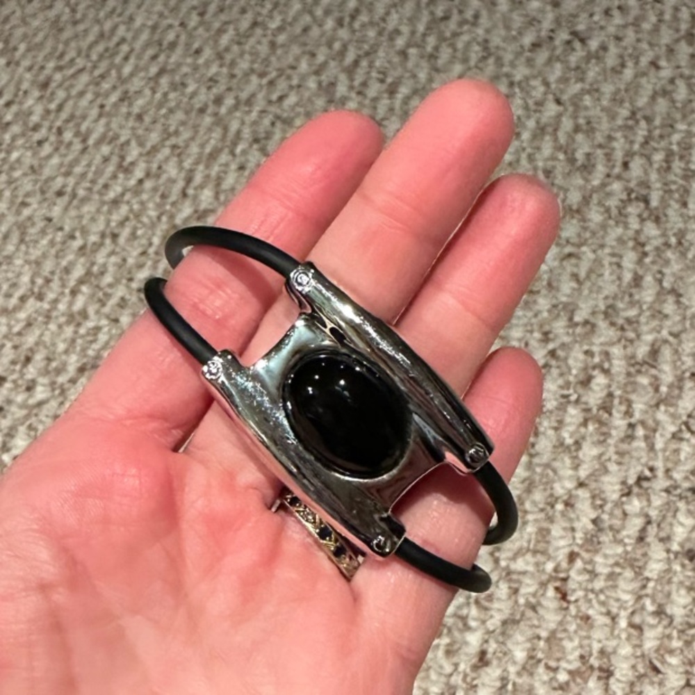 Free People Silver and Black Western Bracelet